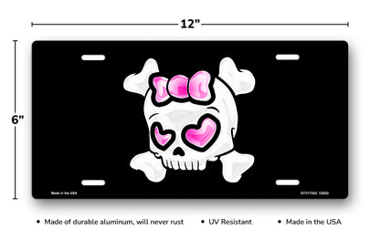 Cutie Skull on Black License Plate