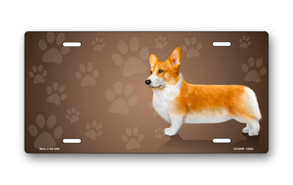 Welsh Corgi on Paw Prints License Plate