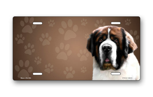 Saint Bernard on Paw Prints License Plate