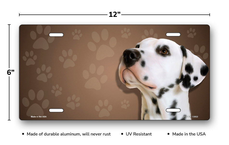 Dalmatian on Paw Prints License Plate