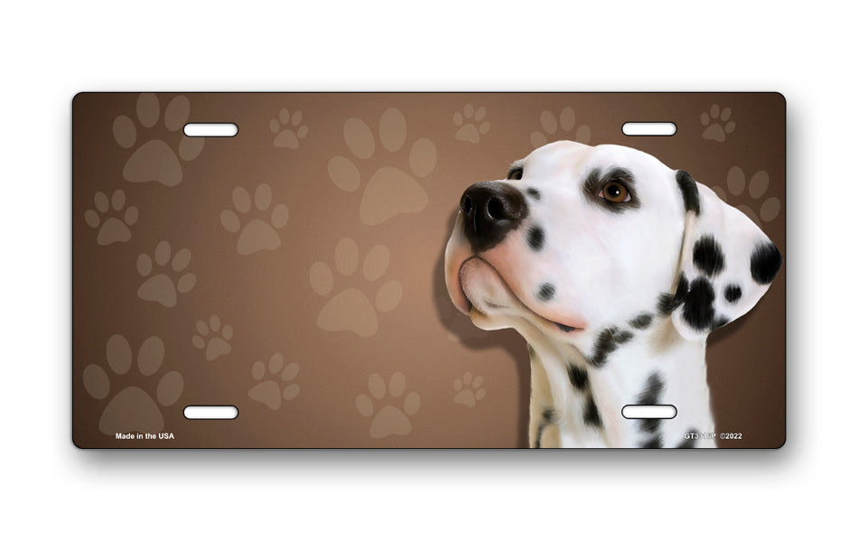 Dalmatian on Paw Prints License Plate