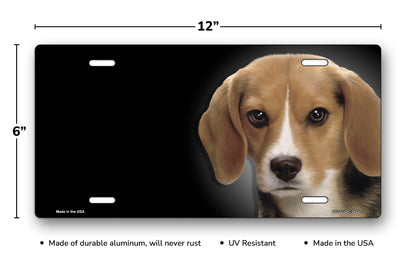Beagle on Black Offset License Plate