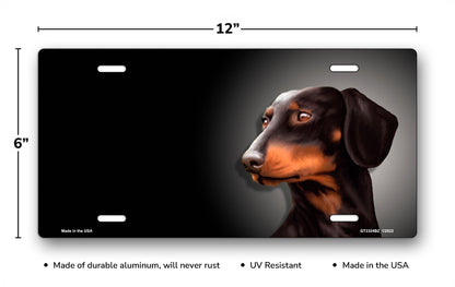 Dachshund (Black) on Black Offset License Plate