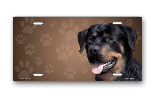 Rottweiler on Paw Prints License Plate