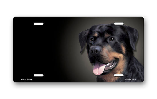 Rottweiler on Black Offset License Plate