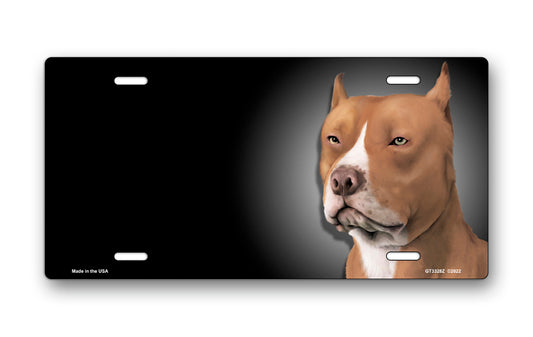 Pitbull on Black Offset License Plate