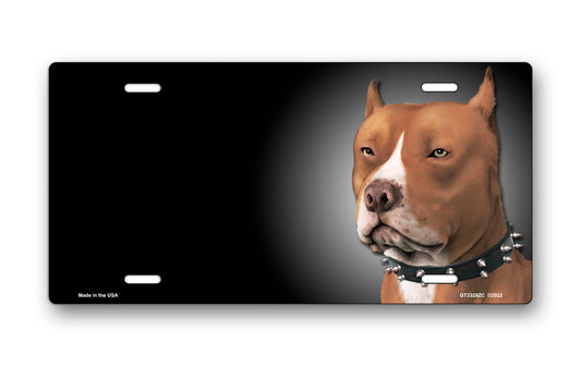 Pitbull with Collar on Black Offset License Plate