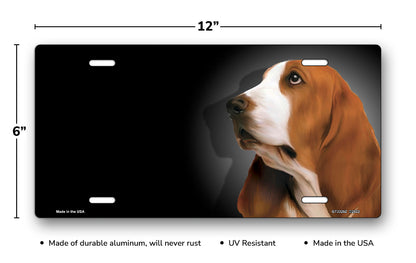 Basset Hound on Black Offset License Plate