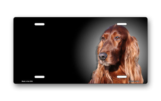 Irish Setter on Black Offset License Plate