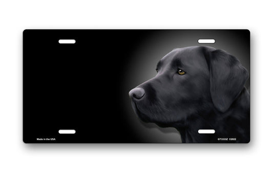 Labrador (Black) on Black Offset License Plate