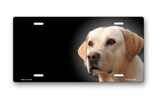 Labrador (Yellow) on Black Offset License Plate