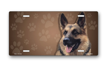 German Shepherd on Paw Prints License Plate