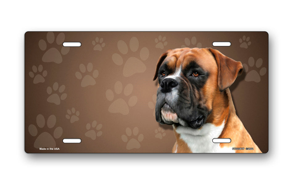 Boxer on Paw Prints License Plate