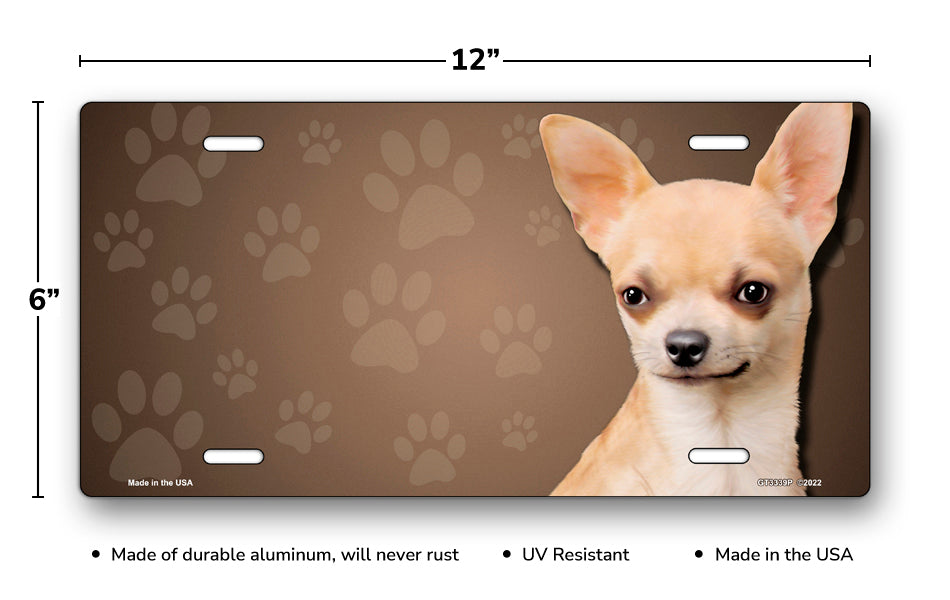 Chihuahua on Paw Prints License Plate