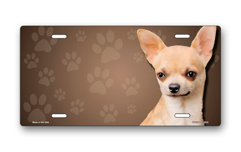 Chihuahua on Paw Prints License Plate