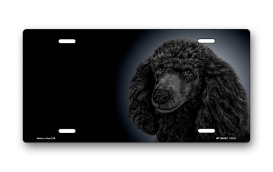 Poodle (Black) on Black Offset License Plate