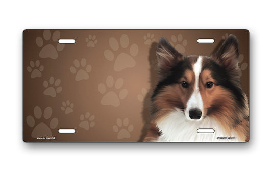 Sheltie on Paw Prints License Plate