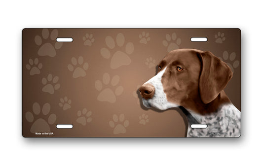 German Pointer on Paw Prints License Plate