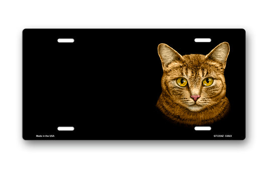 Tabby (Orange) on Black Offset License Plate