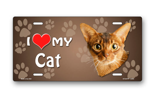 I Love My Cat (Abyssinian) on Paw Prints License Plate