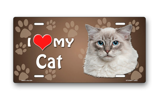 I Love My Cat (Ragdoll) on Paw Prints License Plate