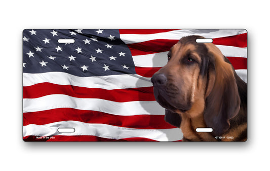 Blood Hound on American Flag License Plate