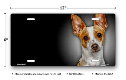 Rat Terrier on Black Offset License Plate