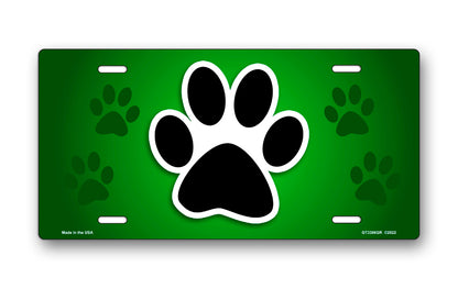 Paw Print on Green License Plate