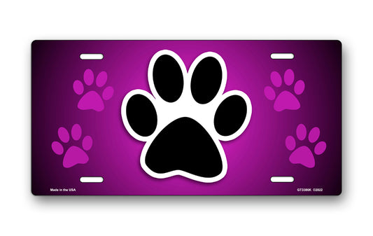 Paw Print on Purple License Plate