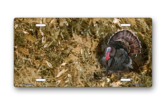 Turkey on Camo Offset License Plate