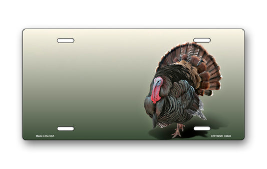 Turkey on Green Fade Offset License Plate