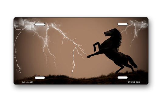 Lightning Horse on Mocha Offset License Plate