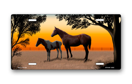 Full Color Horse and Foal License Plate