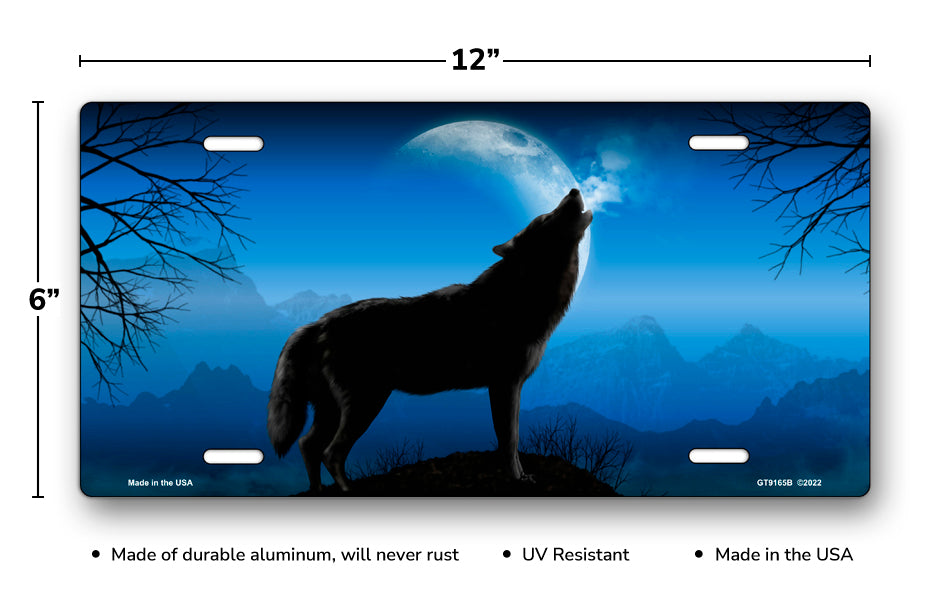 Howling Wolf on Blue License Plate