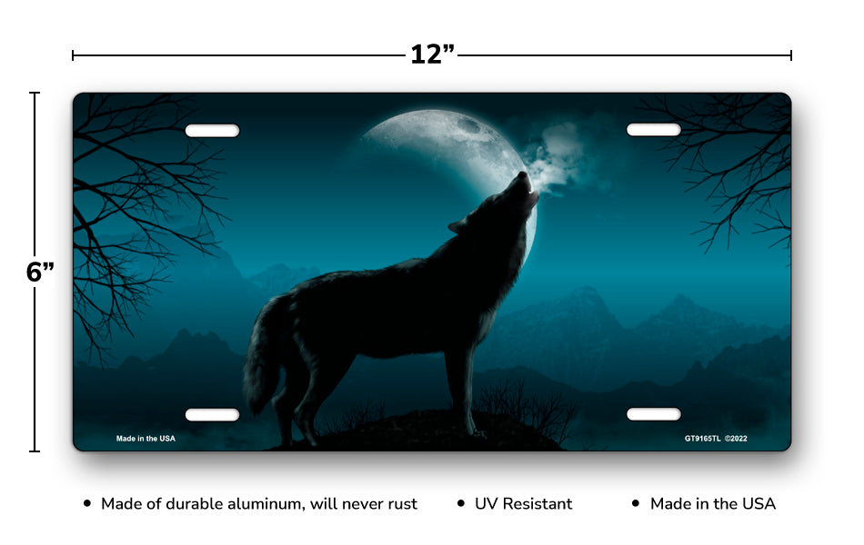 Howling Wolf on Teal License Plate