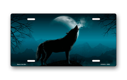 Howling Wolf on Teal License Plate