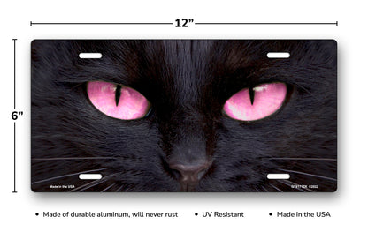 Black Cat with Pink Eyes License Plate