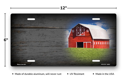 Barn on Gray Wood Offset License Plate