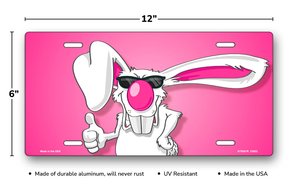 Cool Bunny on Pink License Plate