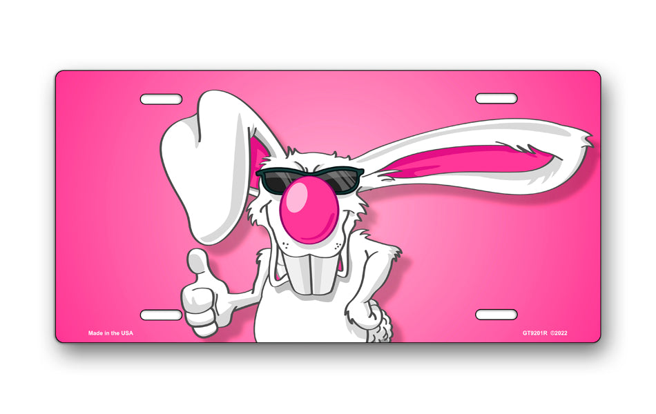 Cool Bunny on Pink License Plate