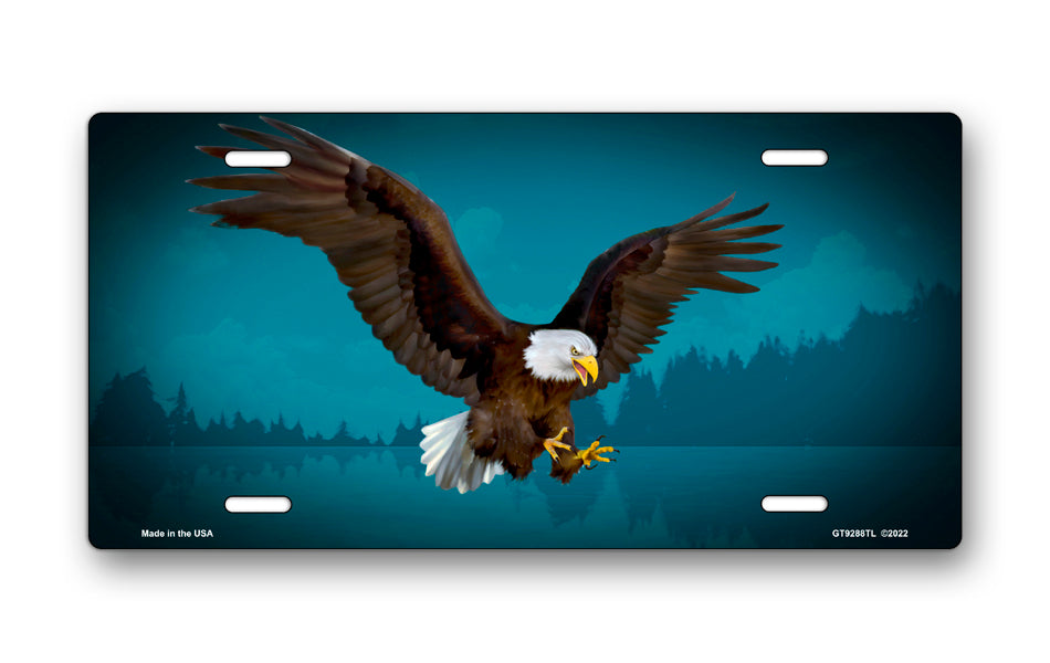 Bald Eagle on Teal License Plate