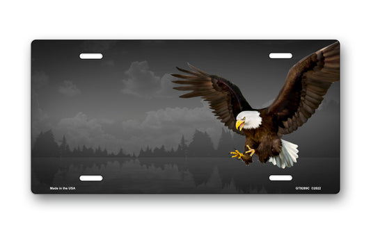 Bald Eagle on Gray Offset License Plate