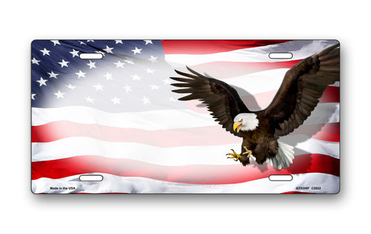 Bald Eagle Offset on American Flag License Plate