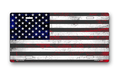 Weathered Flag of The United States License Plate