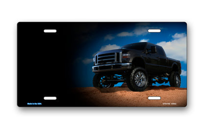 Truck on Black Offset License Plate