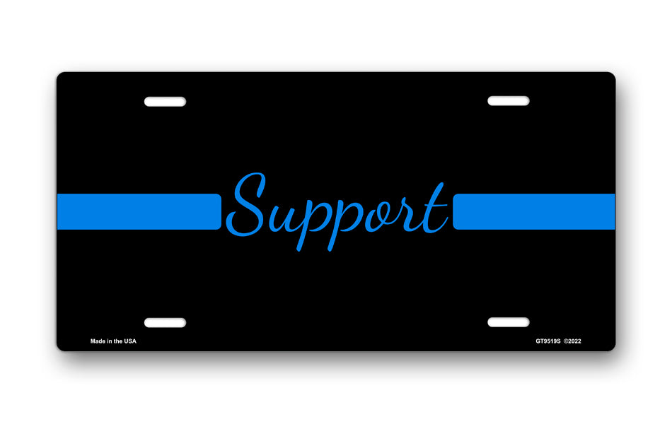 Blue Line Support Thin Blue Line Support on Black License Plate – Salty Bones