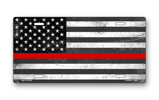 Thin Red Line American Flag License Plate