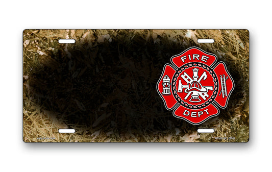 Fire Dept Crest Offset on Camo License Plate