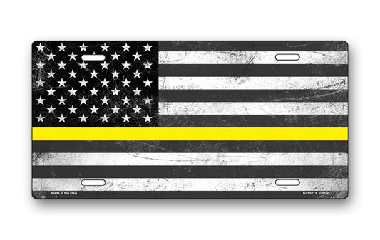 Thin Yellow Line American Flag License Plate