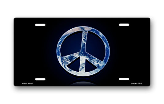 Earth Peace on Black License Plate
